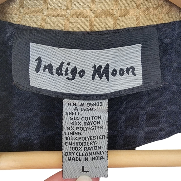 Vintage 90’s Jacket Lagenlook Black Tan Color Block Embroidered Patchwor… - Picture 13 of 16